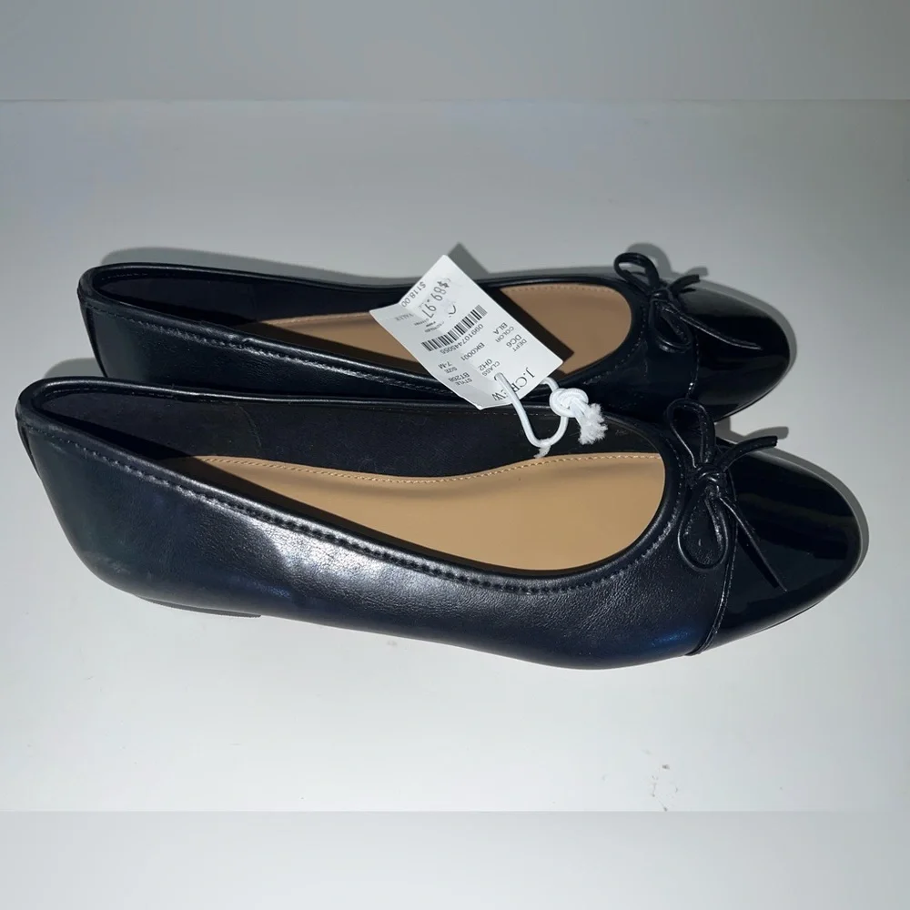 J. CREW Women's Black Patent Leather Flats Sz 7 M. NWT - Picture 4 of 9
